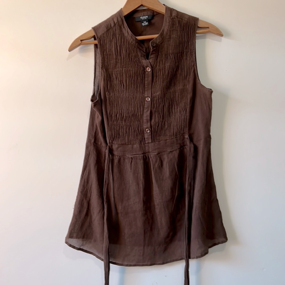 Alfani brown cotton/silk blend blouse - size 14P
